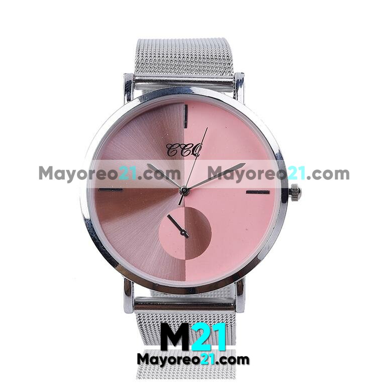 Reloj  Elegante Plata Extensible Metal Mesh Bicolor Rosa   R3504