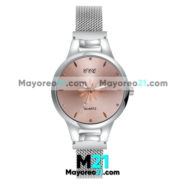 Reloj  Flor Plata Extensible Metal Mesh Rosa Satinado R3576
