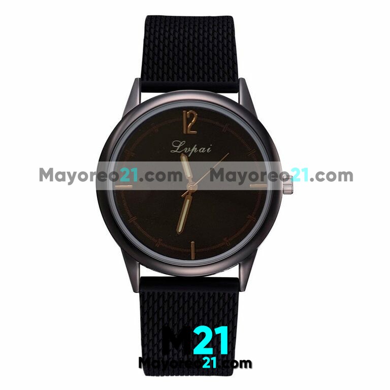 Reloj  Liso Negro Extensible Plástico Sin Números R3835