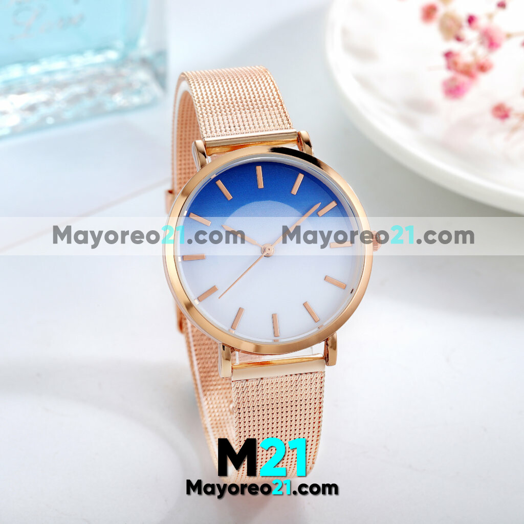 Reloj Extensible Metal  Rose Gold Caratula Degradado Azul-Blanco  proveedores directos de fabrica R3945