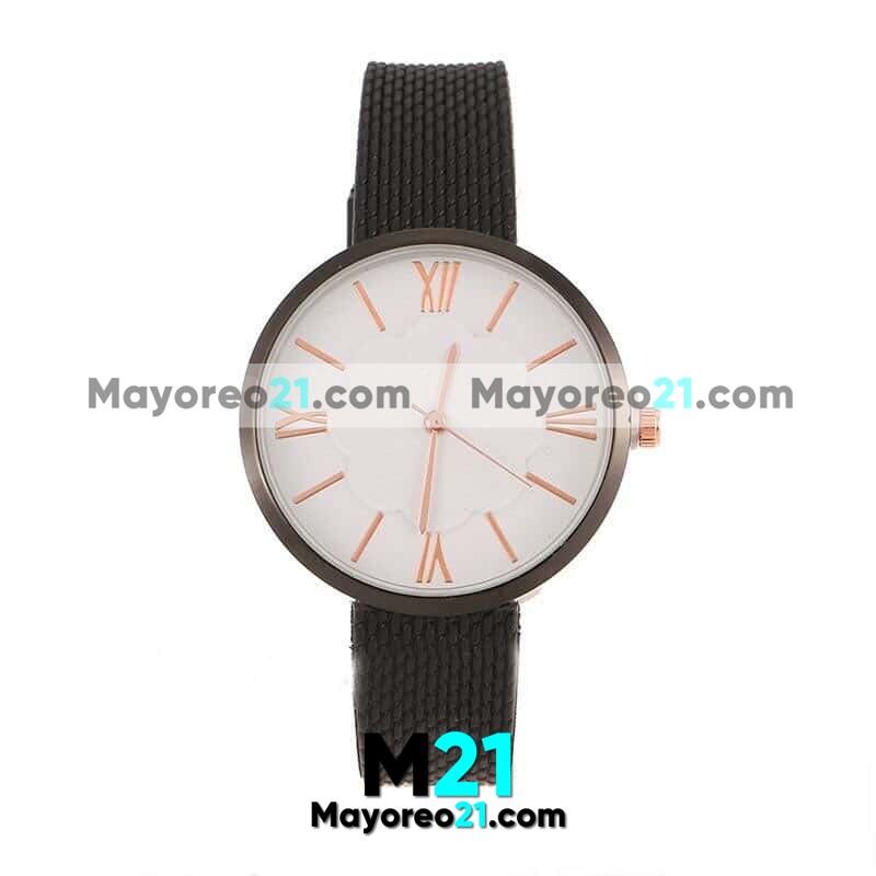 Reloj  Extensible Tipo Platico Relieve Con Caratula con Numeros Romanos Flor Blanca proveedores directos de fabrica R4382