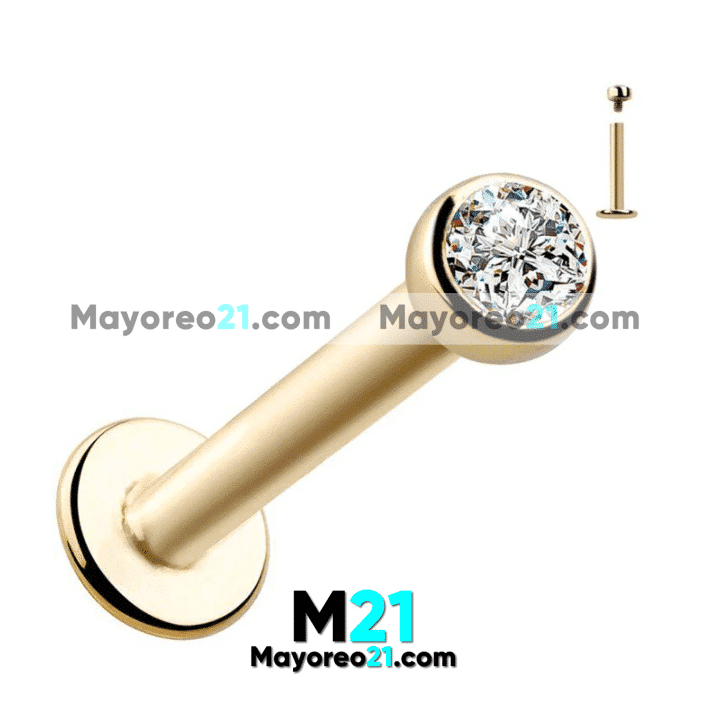 Piercing Diamante Blanco Dorado bisuteria fabricante mayorista A2885