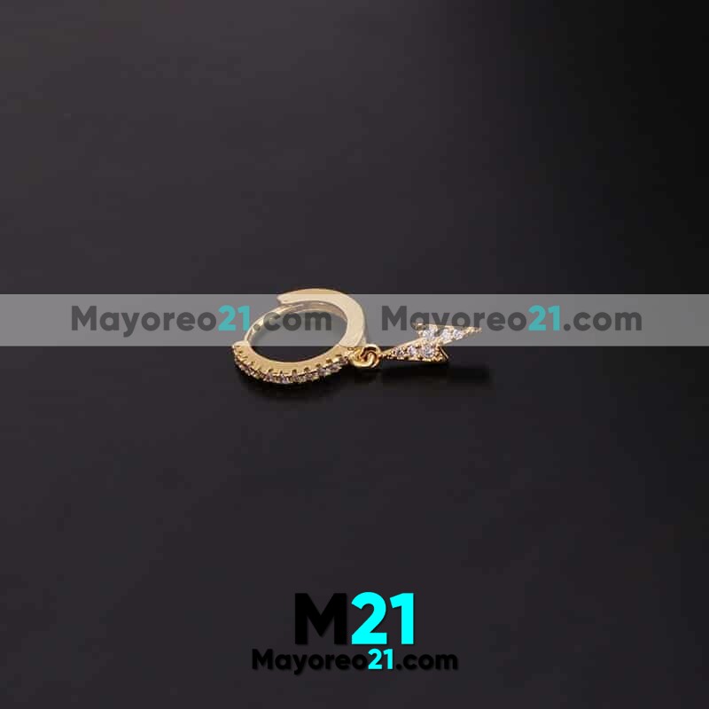 Argolla Dije de Rayo Mini con Diamantes Huggies Dorado bisuteria fabricante mayorista A2901