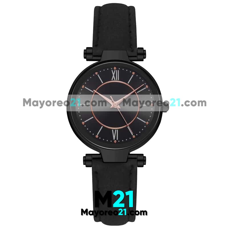 Reloj con Numeros Romanos Extensible Piel Sintetica Delgado Negro proveedores directos de fabrica R4440