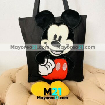 Bolsa Mickey Mouse Piel Sintetica con Zapatitos Amarillos Negra bisuteria fabricante mayorista A3025