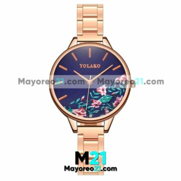 Reloj Azul con Flores Rosas Extensible Metal Con Caratula Rosado proveedores directos de fabrica R4669