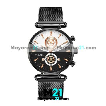 Reloj Bicolor Sin Numeros Minimalista Extensible Metal Mesh Con Caratula Negro proveedores directos de fabrica R4671