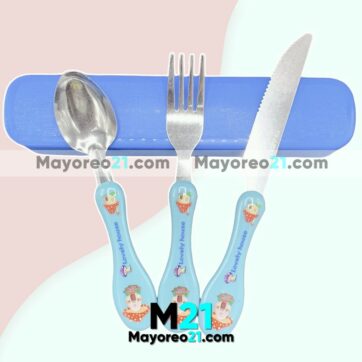 Set de Cubiertos Para Niños Cuchara,Tenedor y Cuchillo Azul bisuteria fabricante mayorista A3128