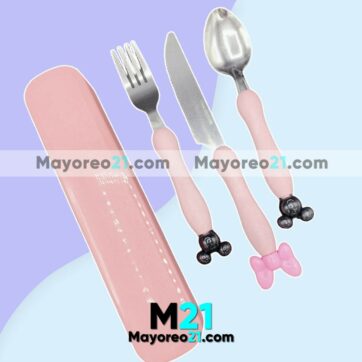 Set de Cubiertos Para Niños Cuchara,Tenedor y Cuchillo Micky y Mimi Mouse  bisuteria fabricante mayorista A3141