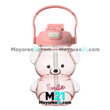 Termo/Botella 1501 ml Osito Teddy Smile Con Sticker 3D Rosa Accesorios Fabricante Mayorista A3260