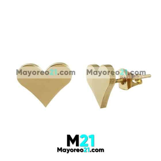 A3534 Set Collar Doble Mariposa Y Aretes De Corazones Dorado Acero Inoxidable Mayoreo (2)