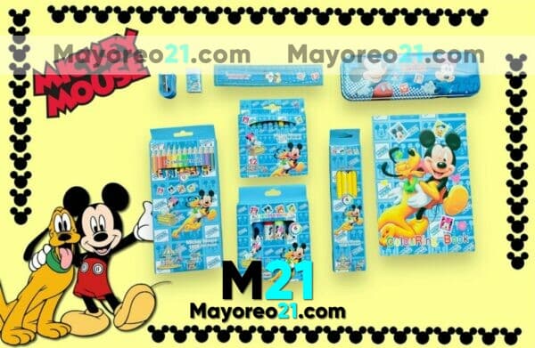 A3554 Set Escolar Juego De Papeleria Mickey Mouse Azul Accesorios De Mayoreo (3)