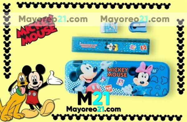 A3554 Set Escolar Juego De Papeleria Mickey Mouse Azul Accesorios De Mayoreo (7)