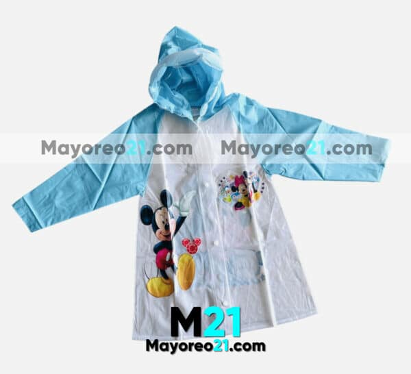 A3569 Impermeables Para Niños Con Capucha Y Visera De Mickey Mouse Azul Accesorios De Mayoreo