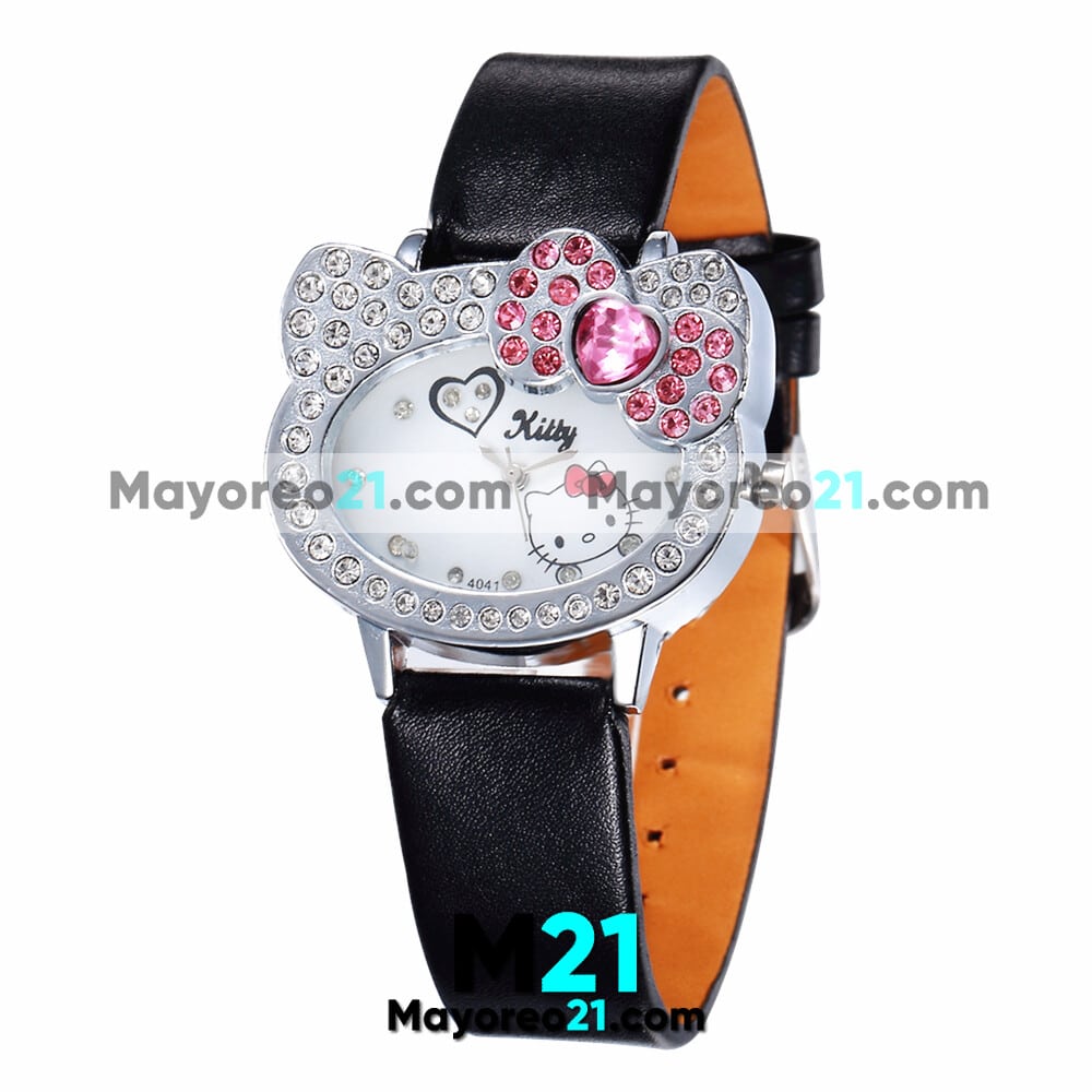 Reloj Hello Kitty con Diamantes Extensible Piel Sintetica Con Caratula Negro proveedores directos de fabrica R4691