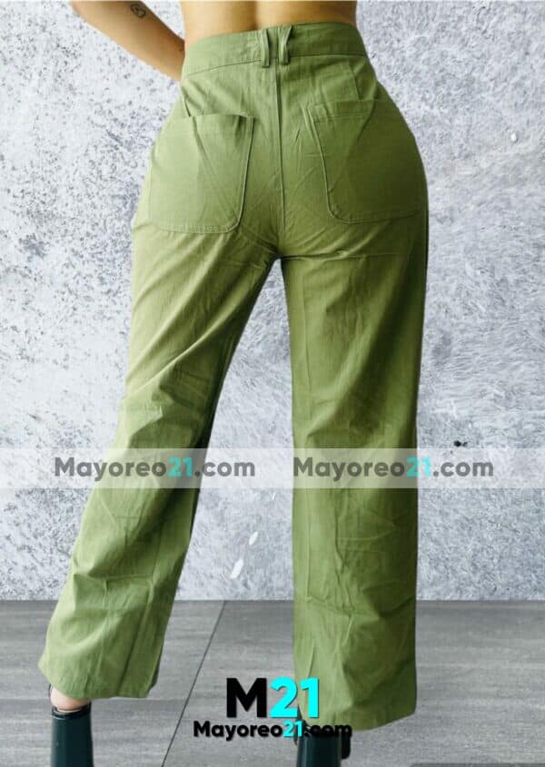 C1207 Pantalon Verde Militar De Pierna Ancha Basic Con Bolsas Proveedor De Ropa Mayoreo (2)